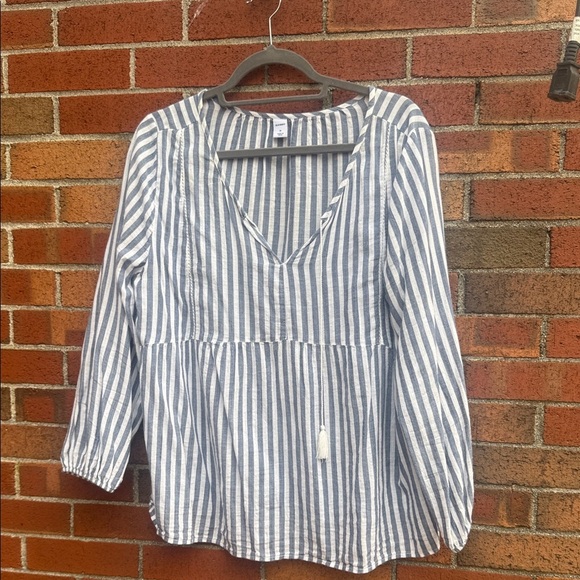 Old Navy Blue and White Striped Blouse - Picture 1 of 4